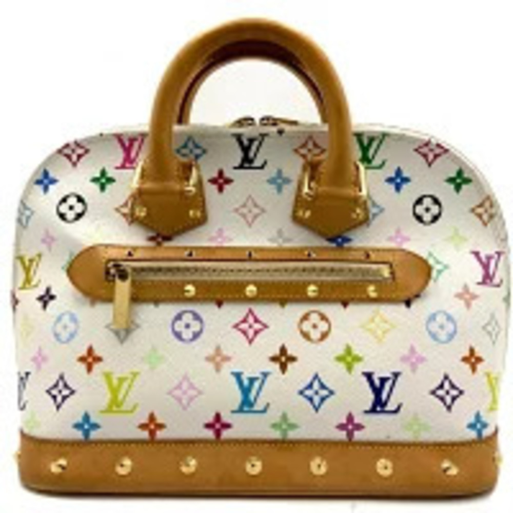 LOUIS VUITTON Multicolor Alma Blanc White Handbag White Beige Leather LV - Picture 2 of 11